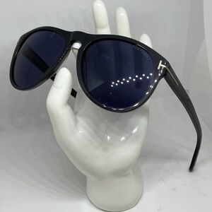 Tom Ford Kurt TF347 50J Dark Gray Aviator Blue Lens Men's Sunglasses Case Cloth